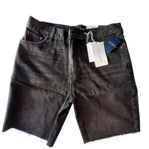 Lucky Brand Mens Black Denim Shorts 32 Distressed Hem Sustainable Materials